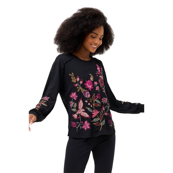 Johnny Was Penellope Legging Cotton Floral Embroidered Leggings Pants Black NEW - Picture 6 of 6